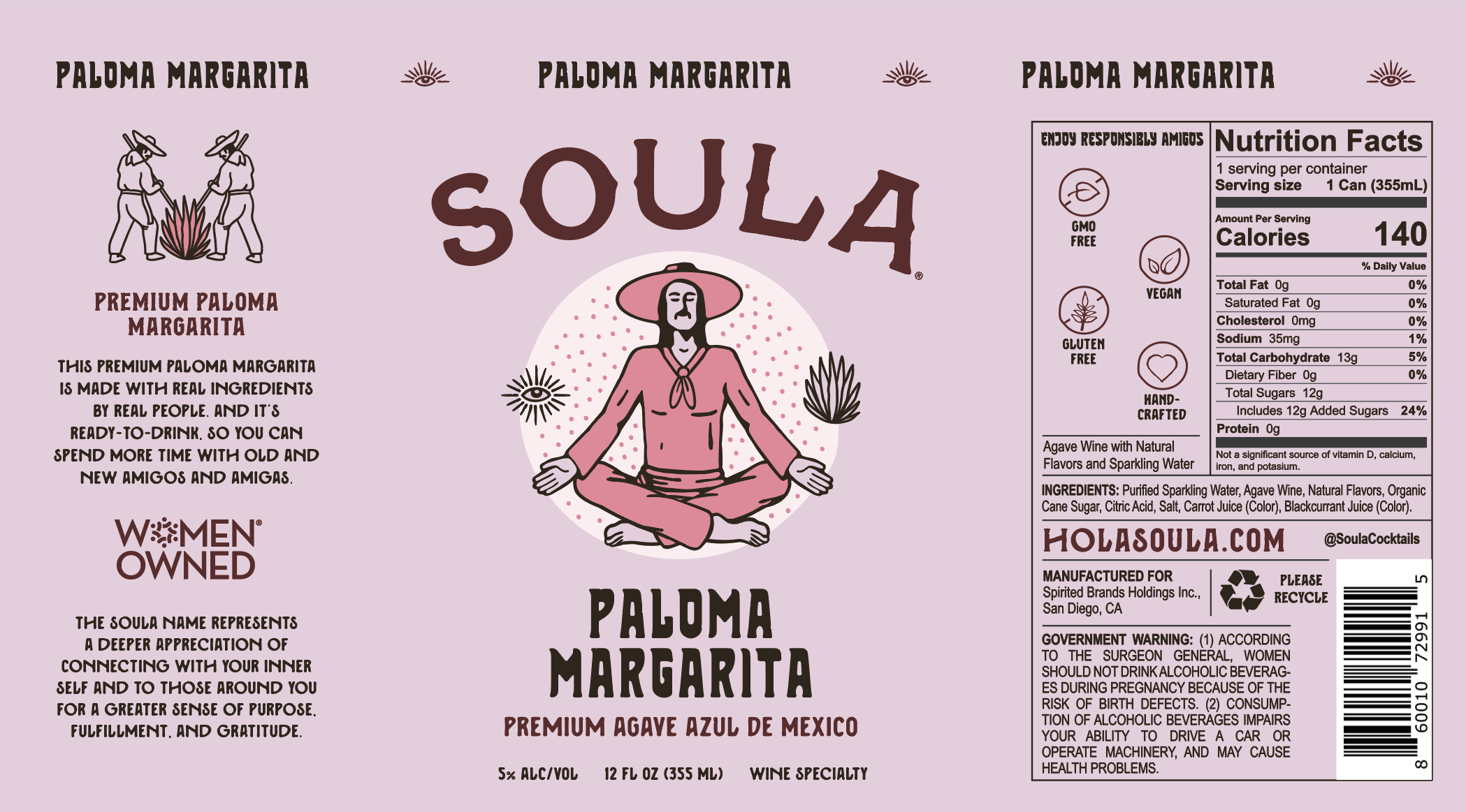 TABC label artwork for Soula - Paloma Margarita
