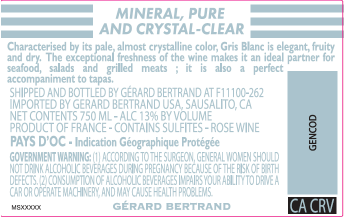 TABC label artwork for Gerard Bertrand Gris Blanc Pays d'Oc Rose