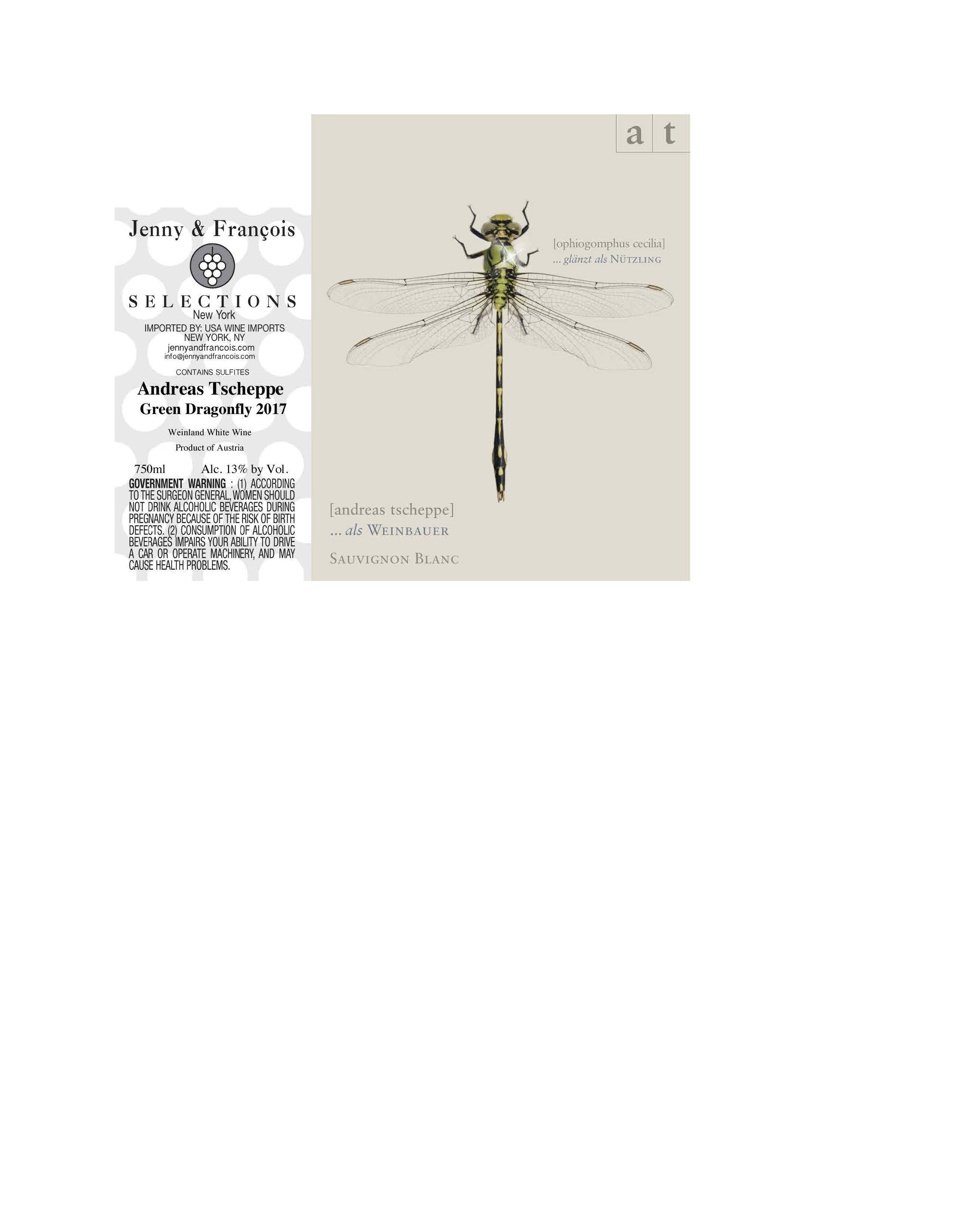 TABC label artwork for Andreas Tscheppe, Green Dragonfly