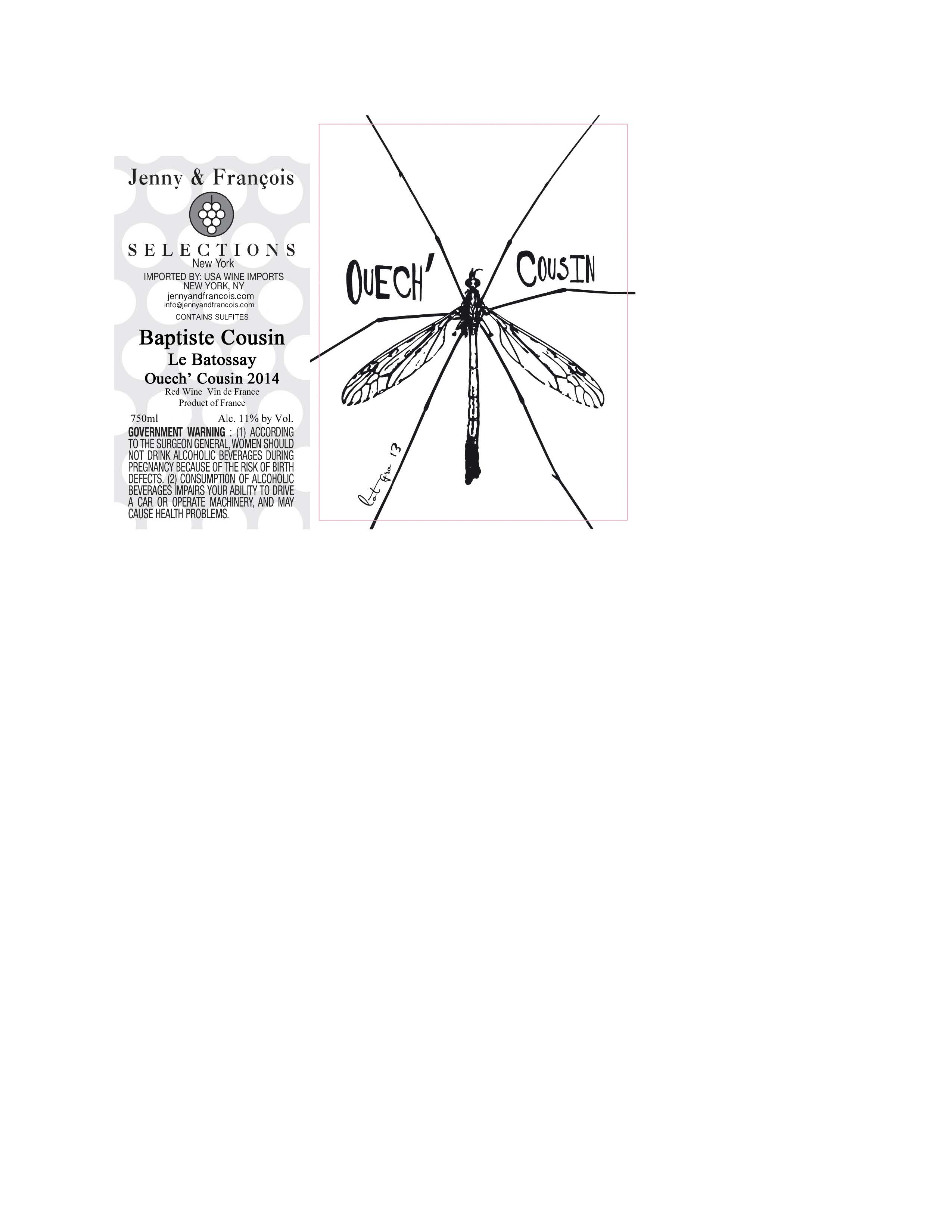 TABC label artwork for Baptiste Cousin, Ouech Cousin