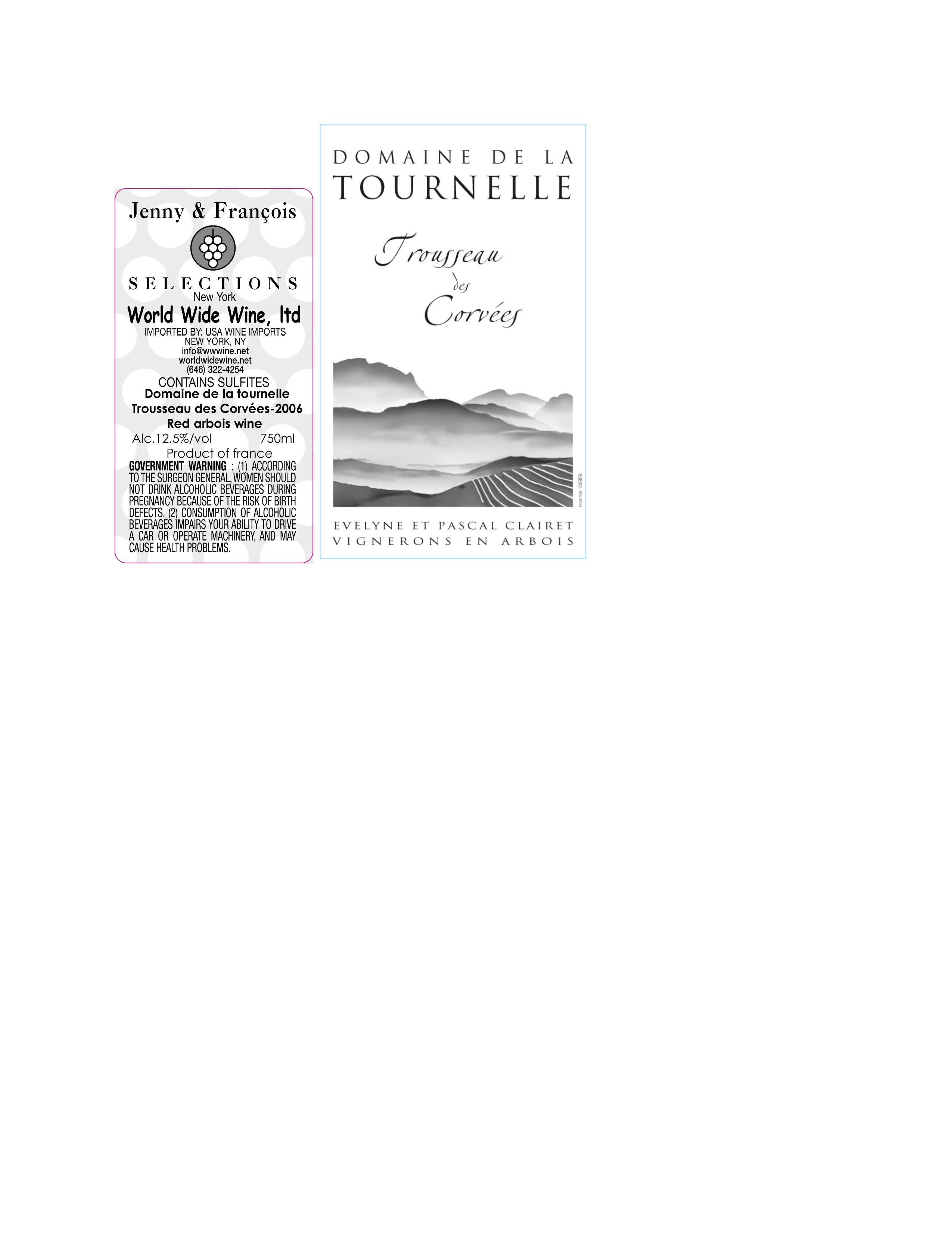 TABC label artwork for Domaine de la Tournelle, Trousseau Des Corvees
