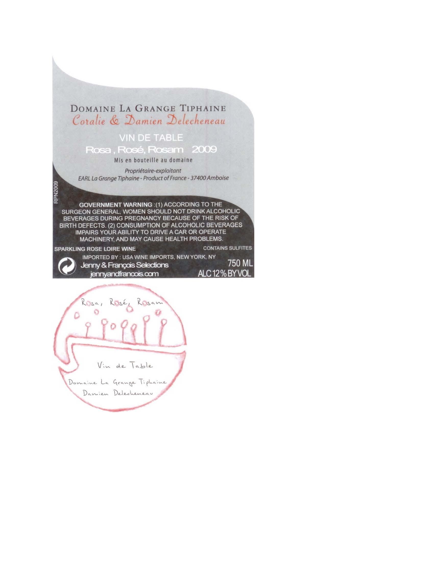 TABC label artwork for La Grange Tiphaine, Rosa Rose Rosam