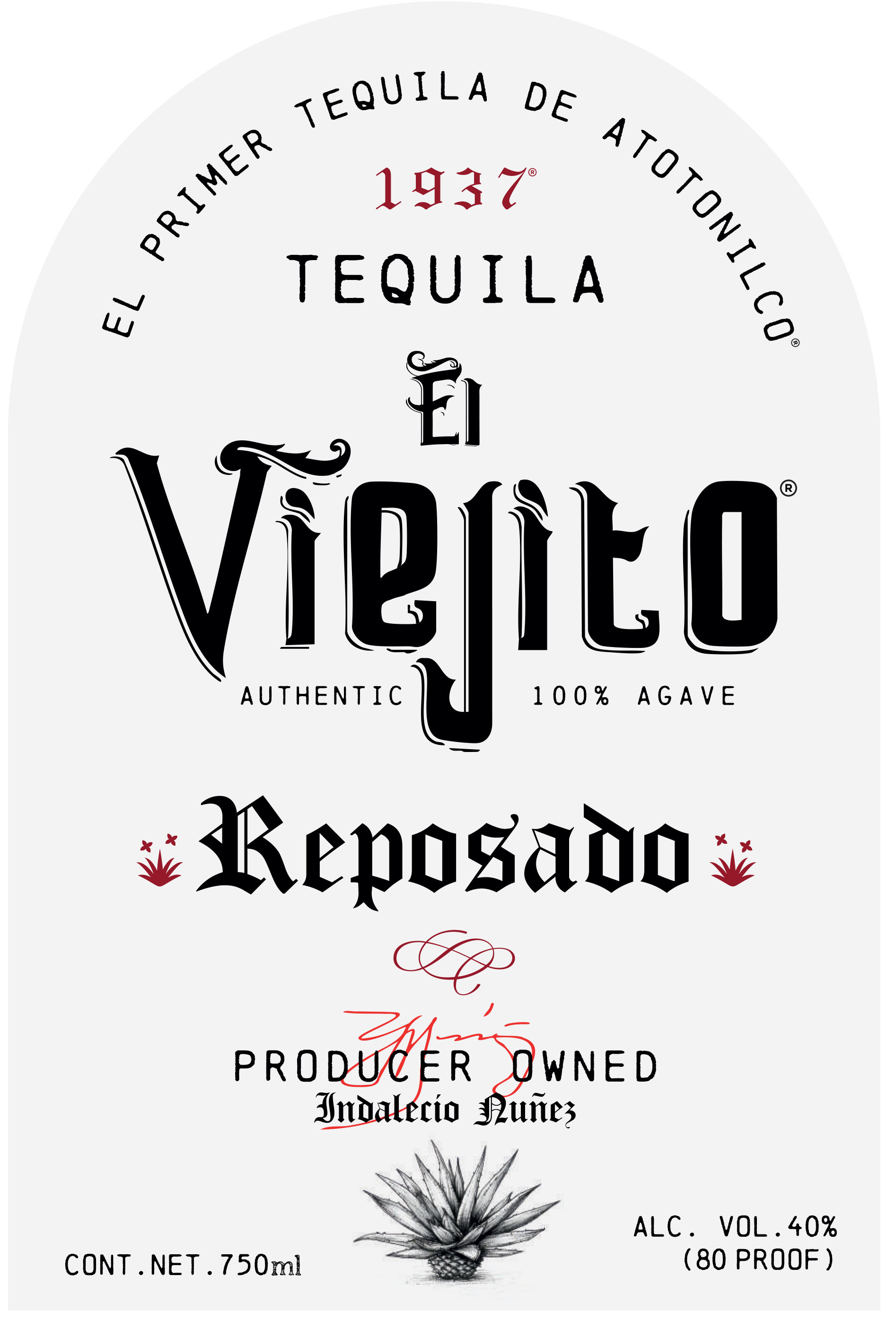 TABC label artwork for El Viejito Reposado