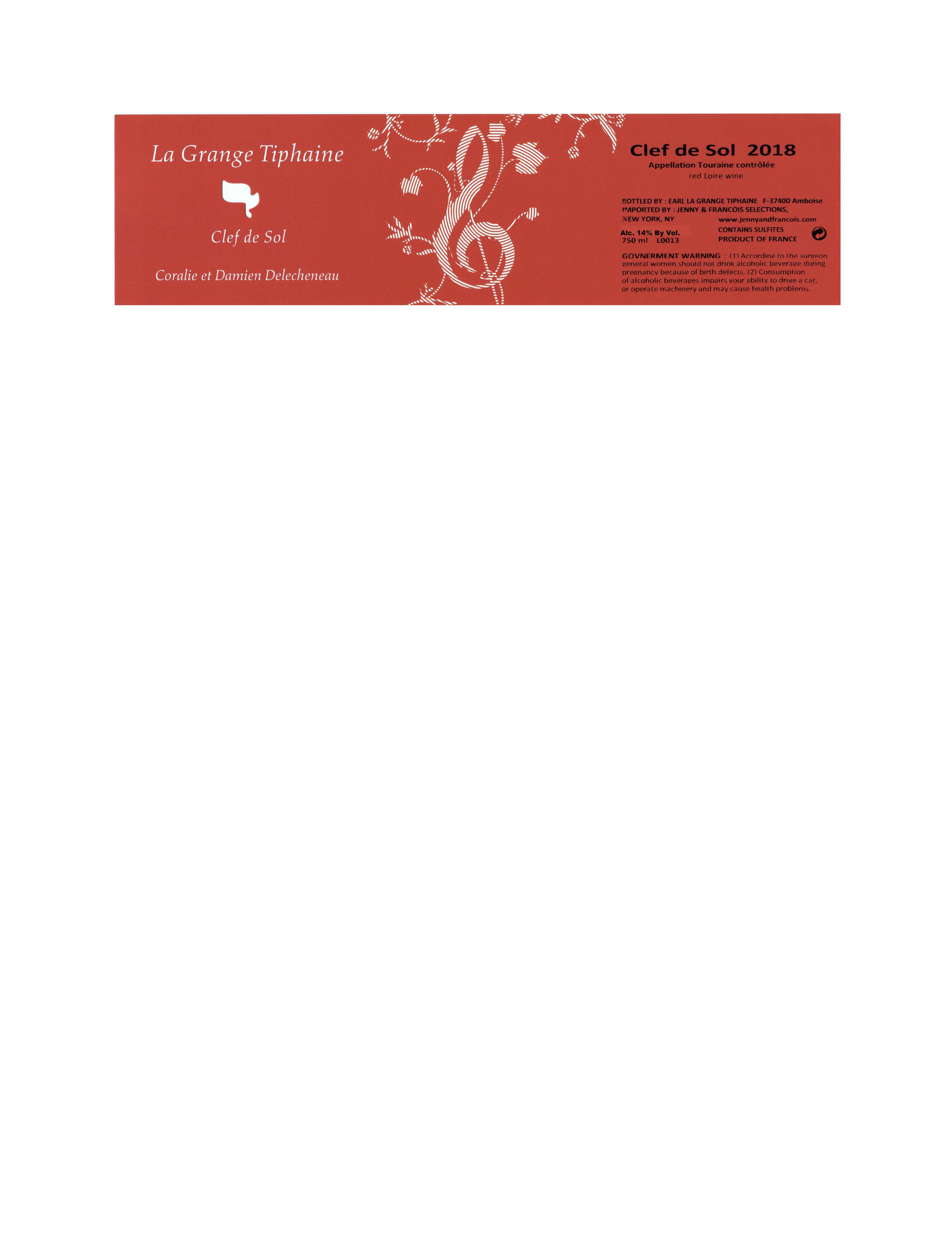 TABC label artwork for La Grange Tiphaine, Clef De Sol Rouge