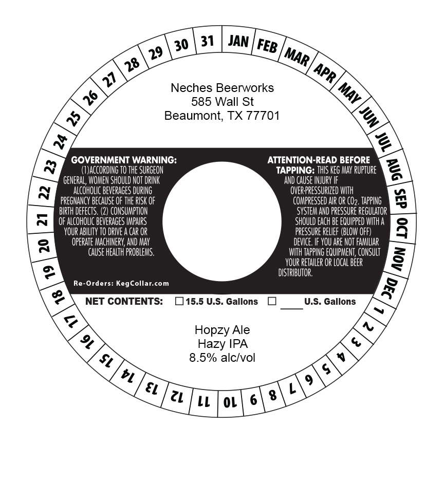 TABC label artwork for Hopzy Ale