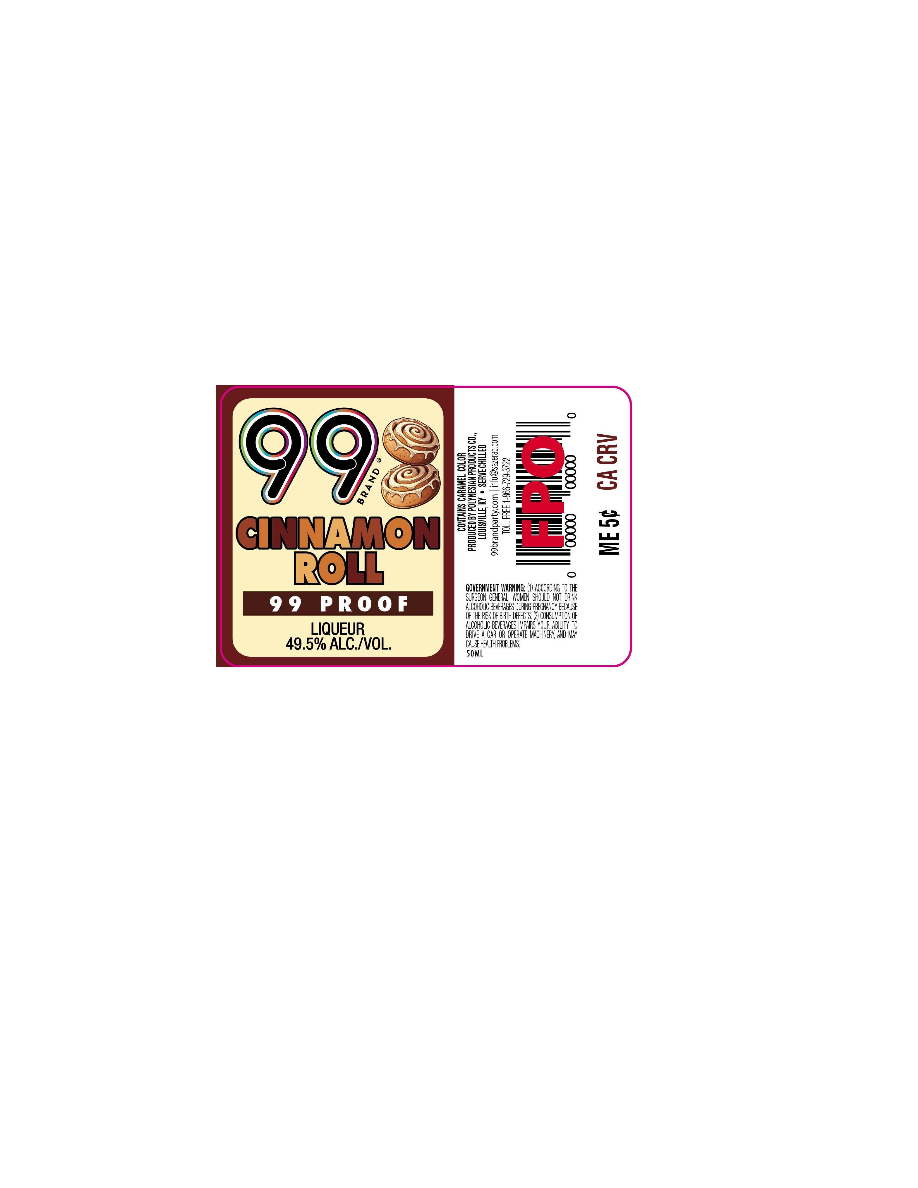 TABC label artwork for 99 Brand Cinnamon Roll Liqueur