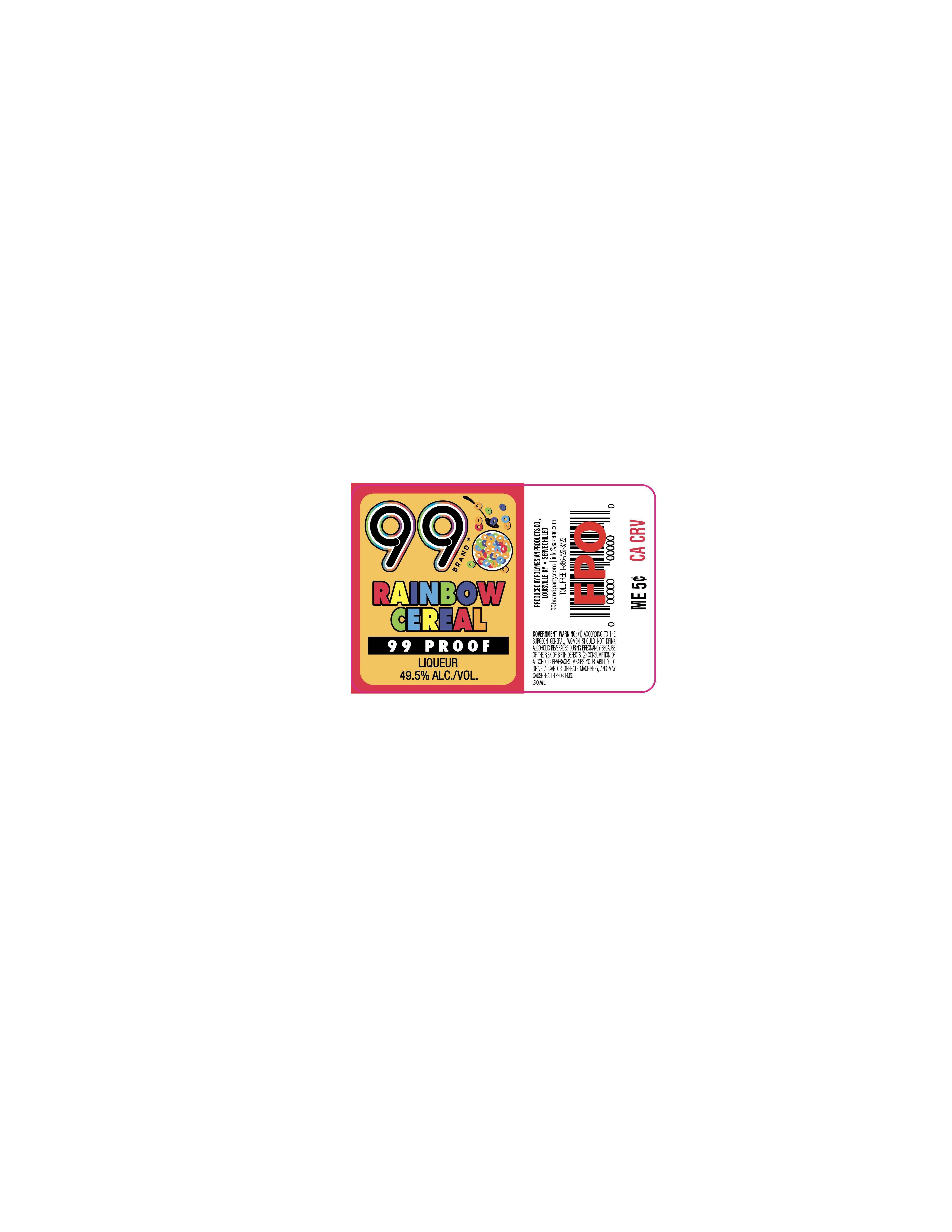 TABC label artwork for 99 Brand Rainbow Cereal