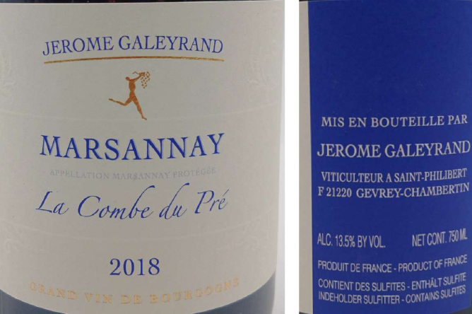 TABC label artwork for JEROME GALEYRAND LA COMBE DU PRE