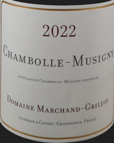 TABC label artwork for DOMAINE MARCHAND-GRILLOT CHAMBOLLE-MUSIGNY