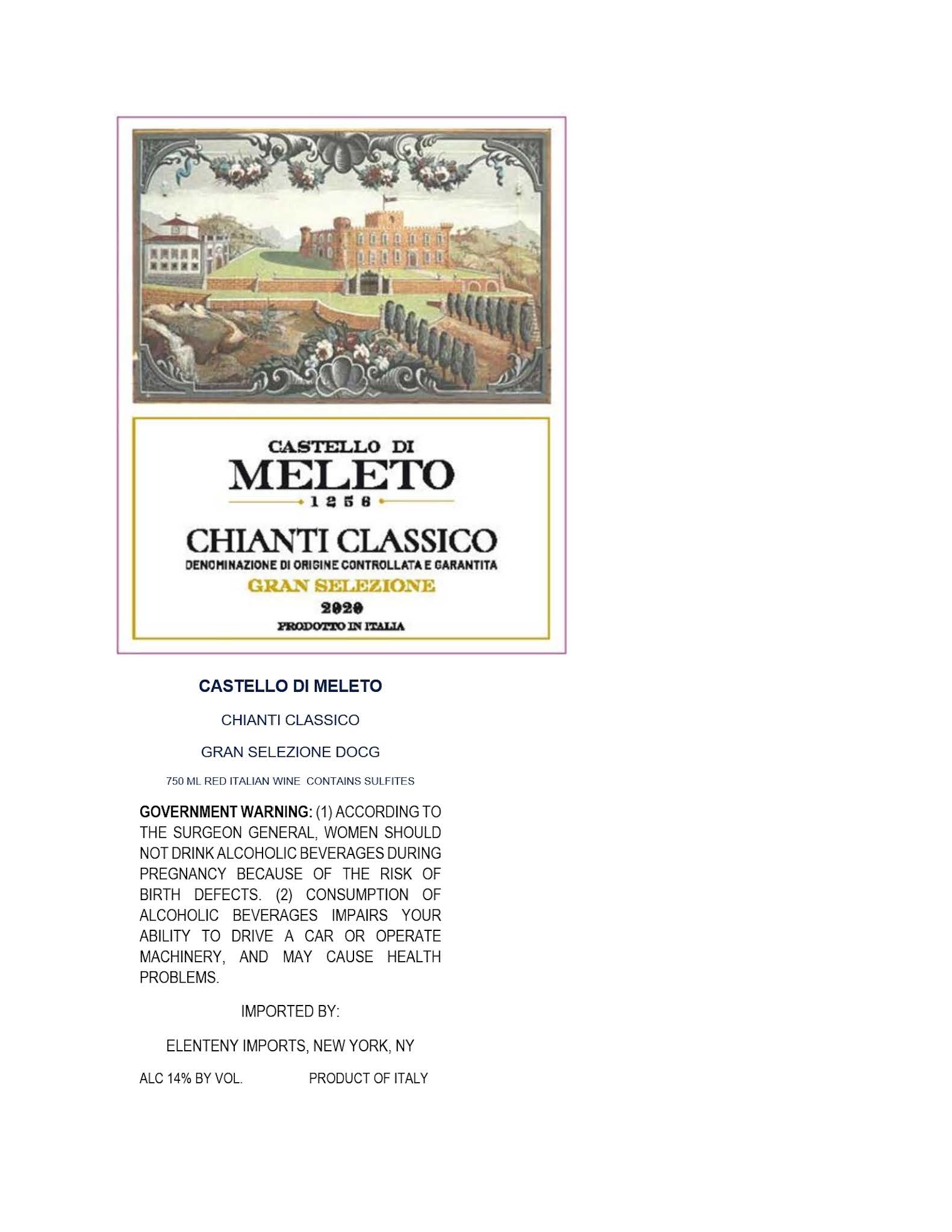 TABC label artwork for Castello di Meleto Chianti Classico Gran Selezione