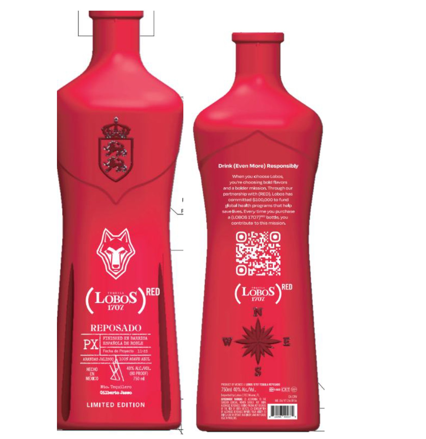 TABC label artwork for LOBOS 1707 Red Reposado