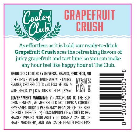 TABC label artwork for Cooler Club Grapefruit Crush