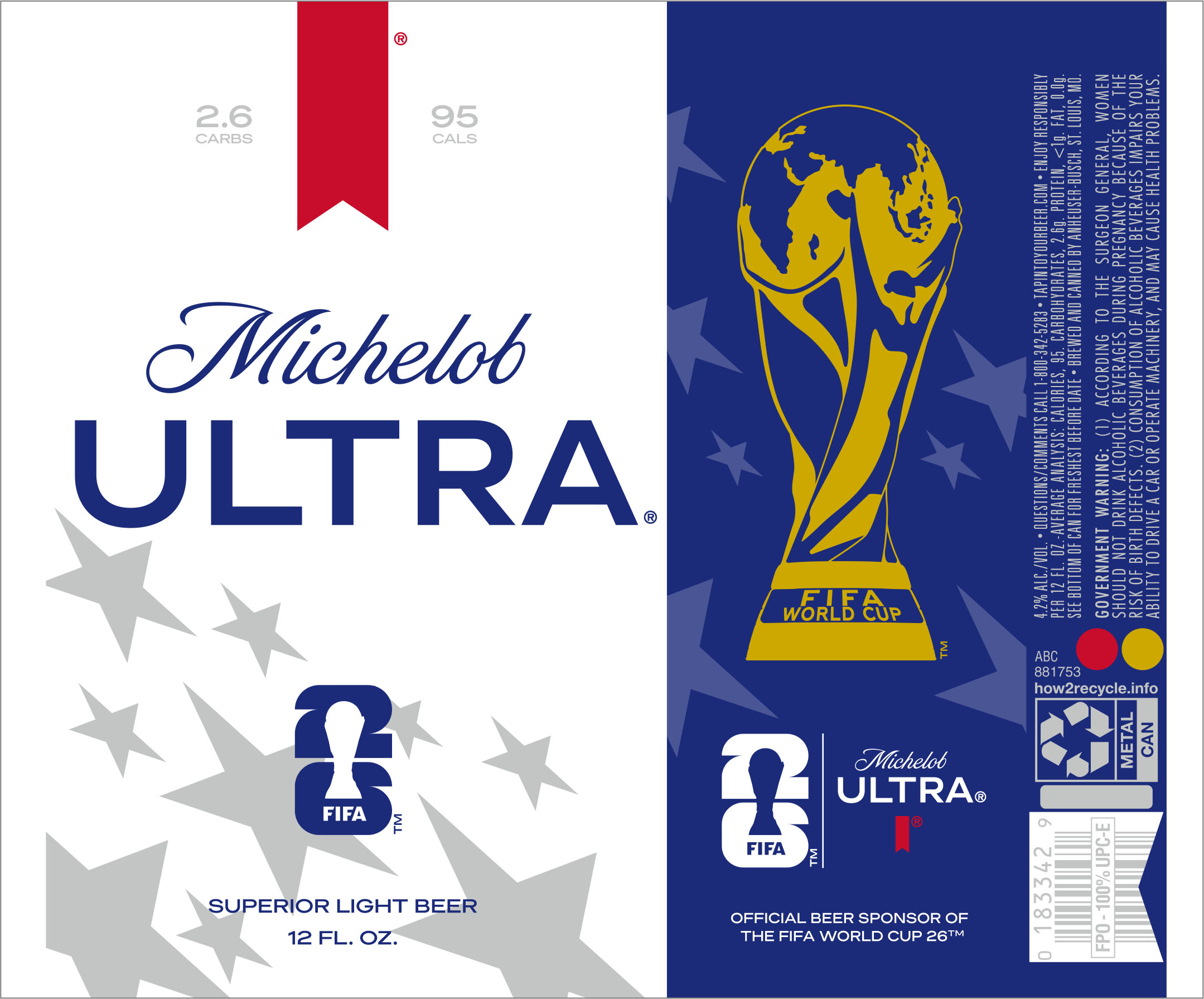 TABC label artwork for MICHELOB ULTRA 2026 FIFA WORLD CUP 12 OZ. CAN