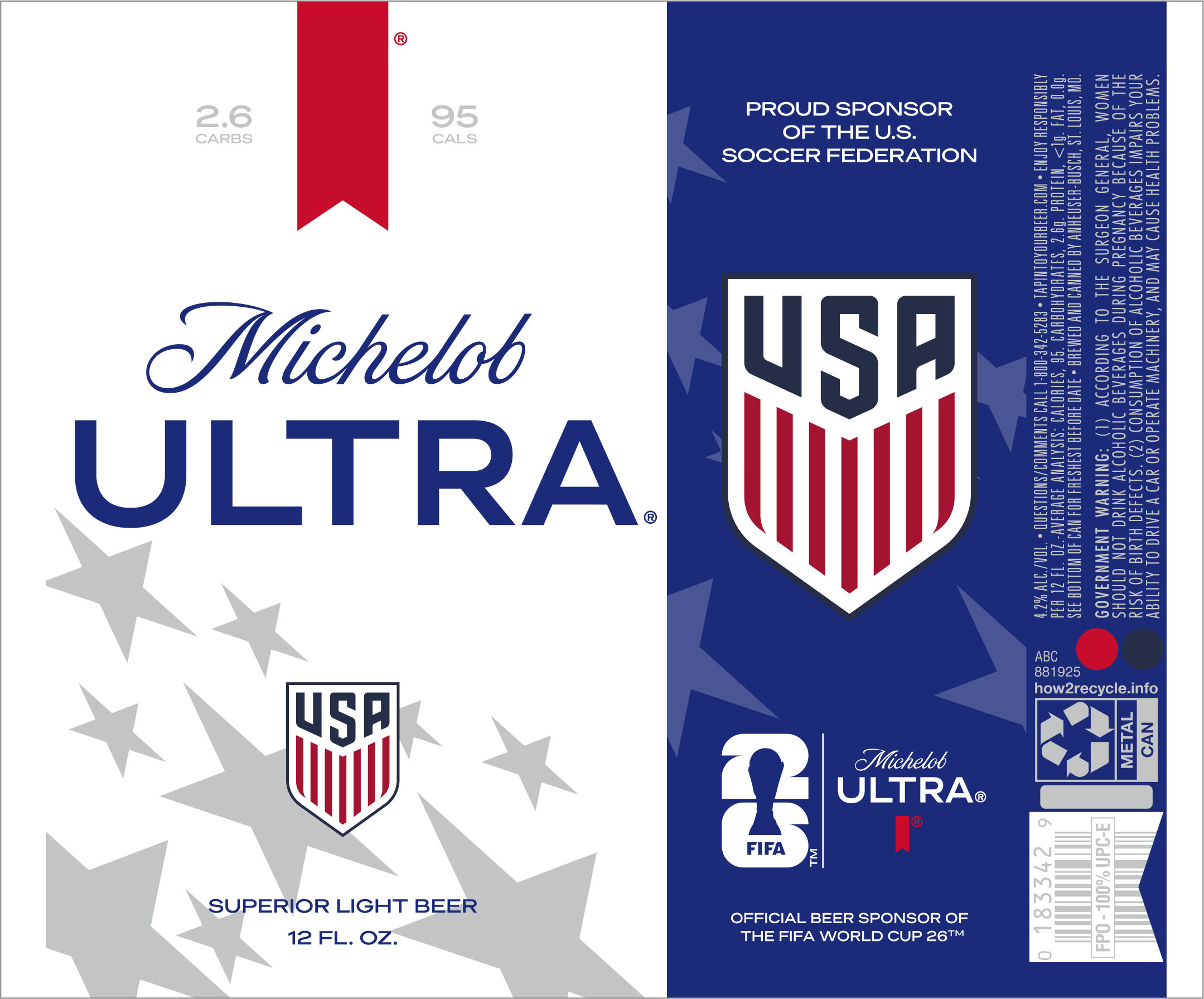 TABC label artwork for MICHELOB ULTRA 2026 FIFA USA SOCCER 12 OZ. CAN