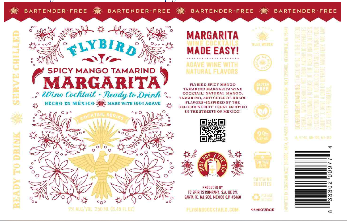 TABC label artwork for Flybird Spicy Tamarind Mango