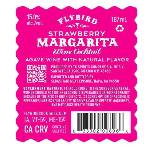 TABC label artwork for Flybird Strawberry Margarita