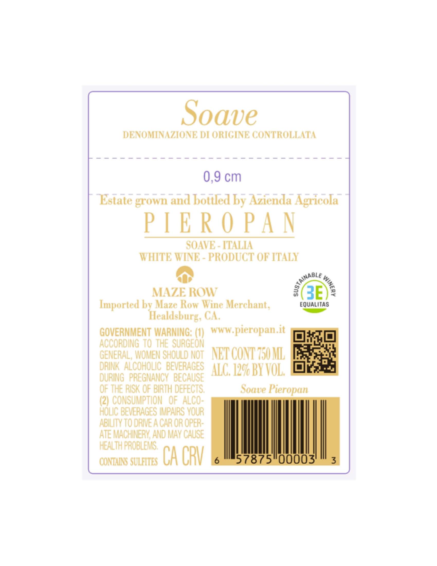 TABC label artwork for Pieropan Pieropan Soave