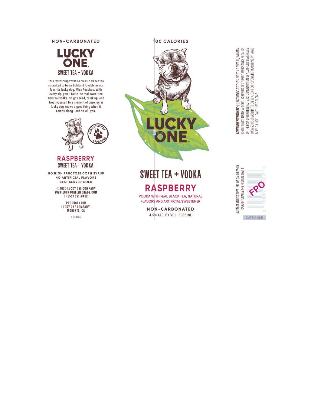 TABC label artwork for Lucky One Sweet Tea + Vodka Raspberry