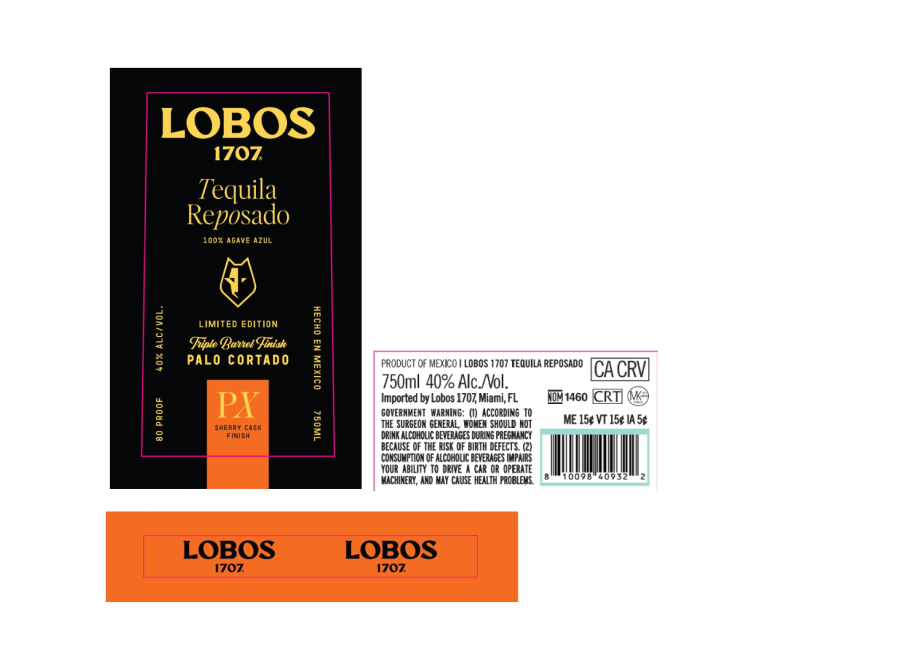 TABC label artwork for LOBOS 1707 Reposado Palo Cortado