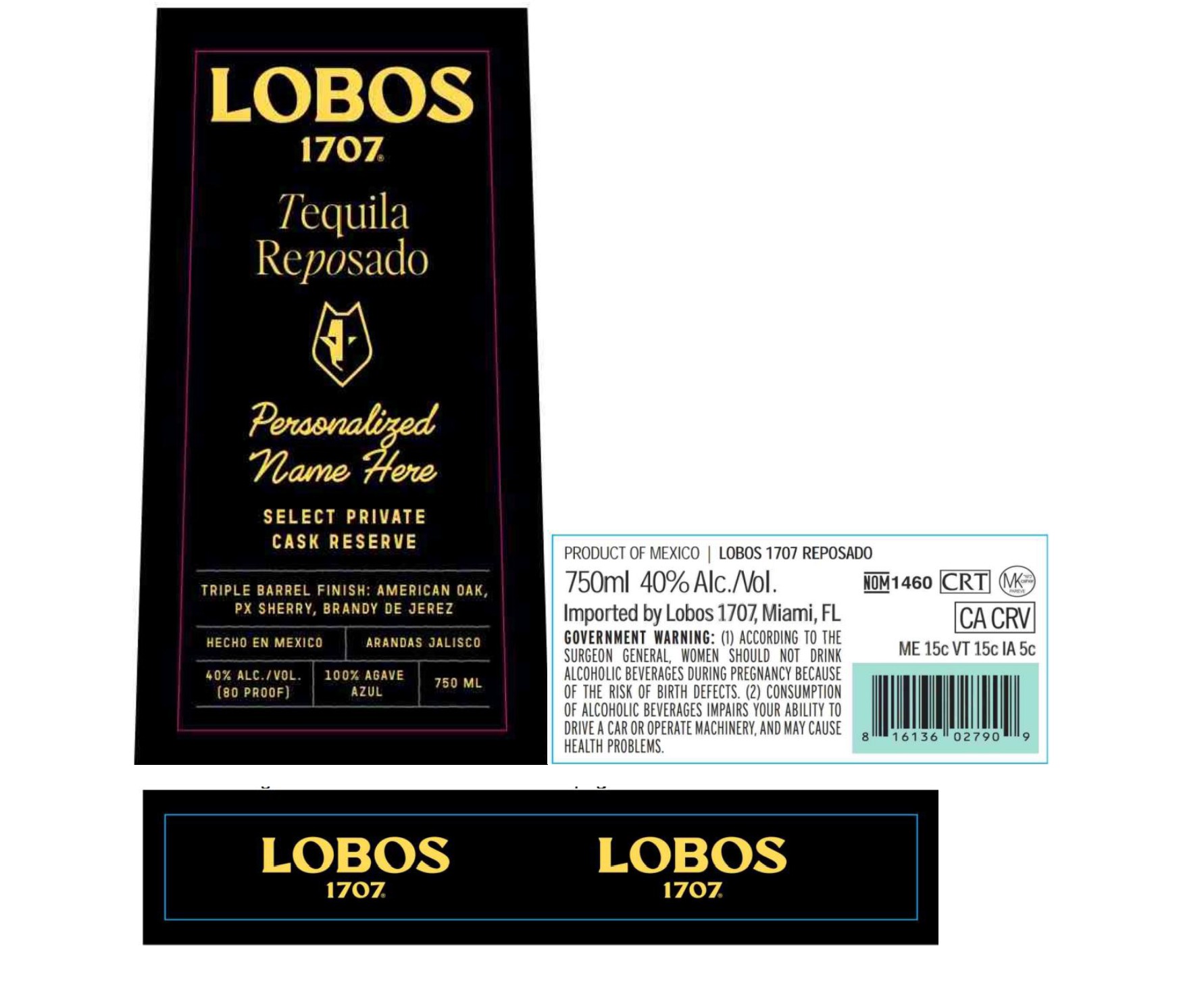TABC label artwork for LOBOS 1707 Select Private Cask Brandy Reserve