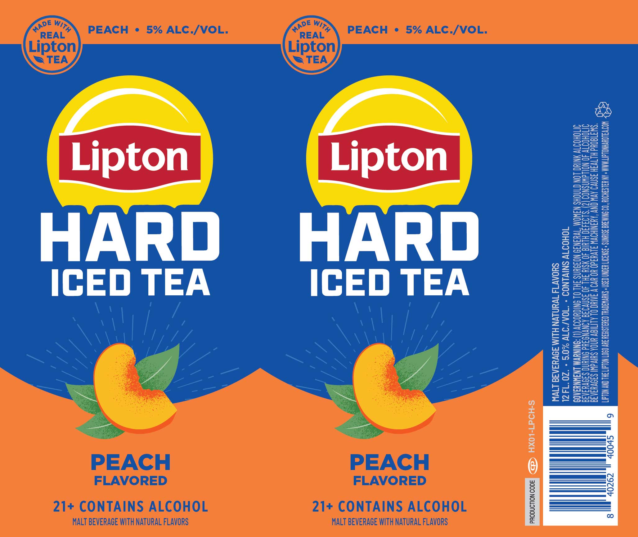 TABC label artwork for Lipton Hard Iced Tea Peach 12 oz slim can