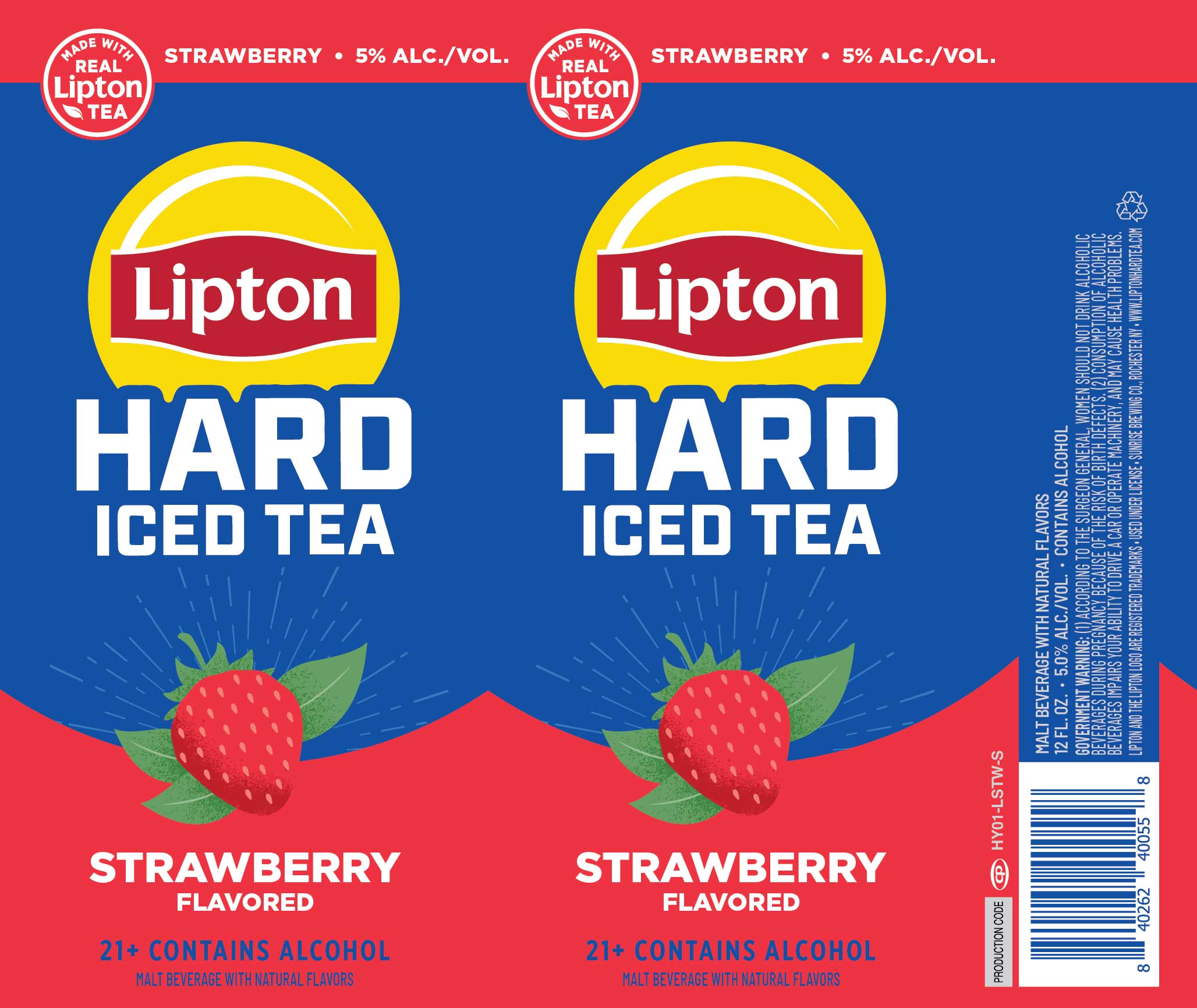 TABC label artwork for Lipton Hard Iced Tea Strawberry 12 oz Slim Can