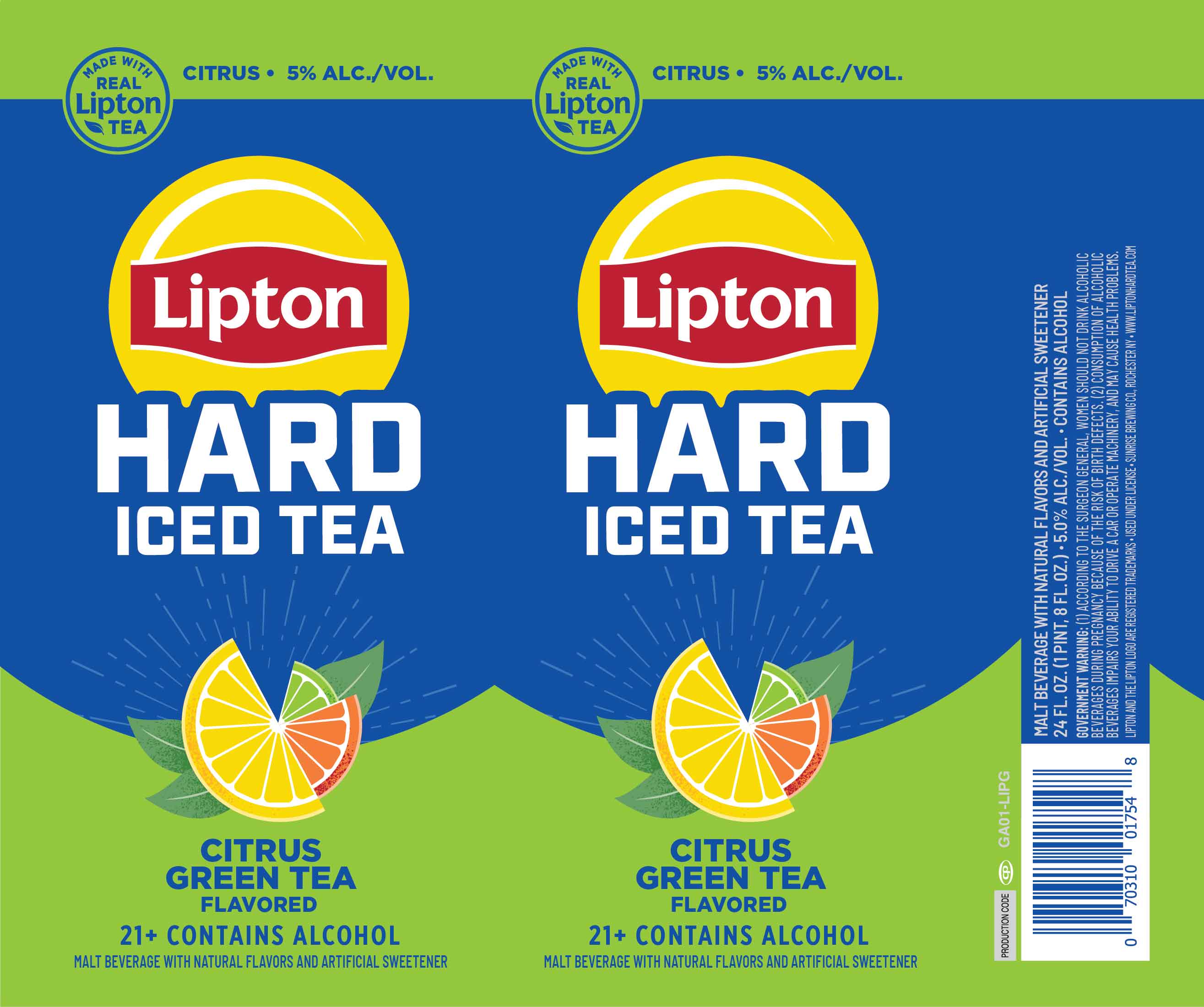 TABC label artwork for Lipton Hard Iced Tea Citrus Green Tea 24 oz can 2026