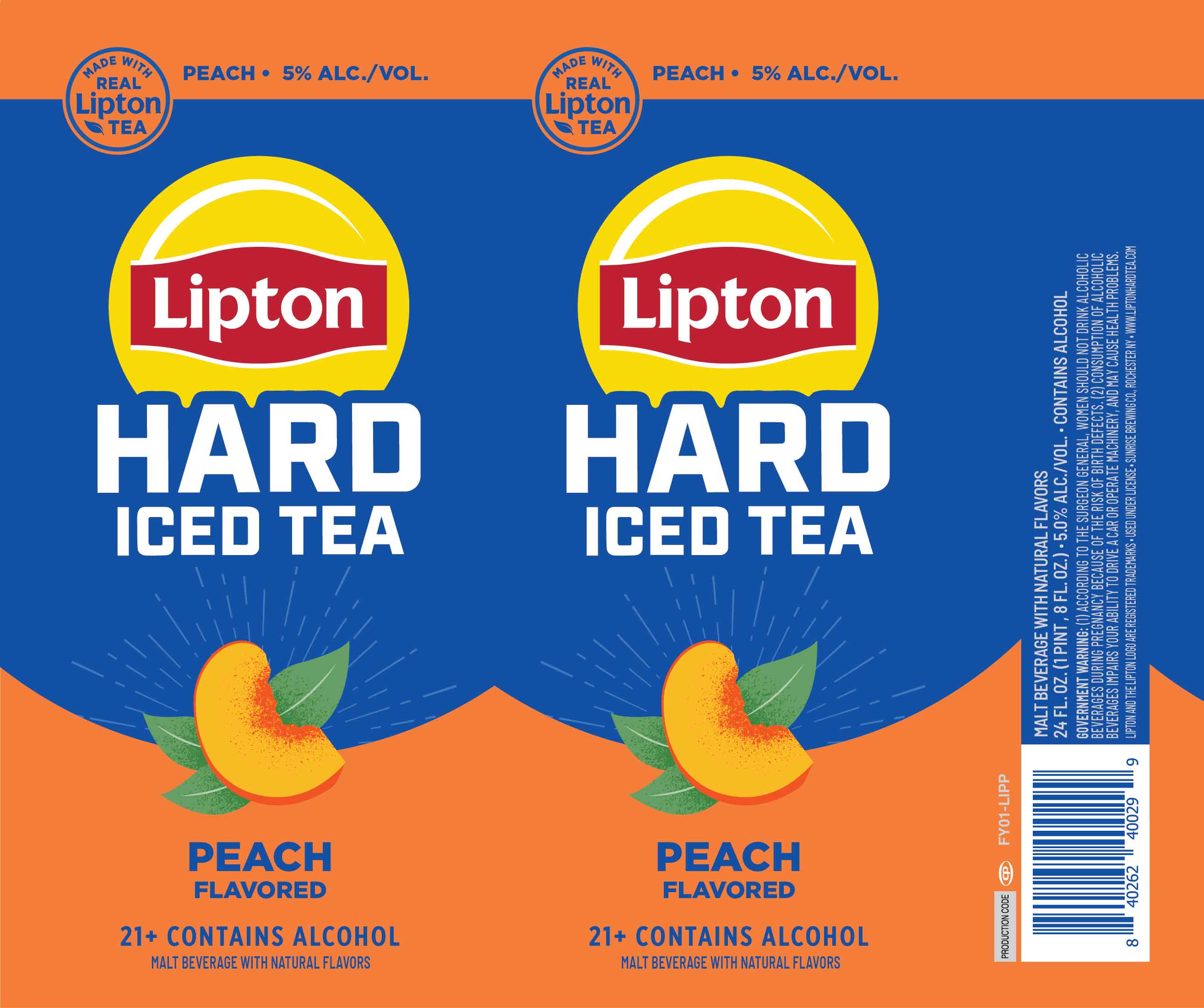 TABC label artwork for Lipton Hard Iced Tea Peach 24 oz can 2026
