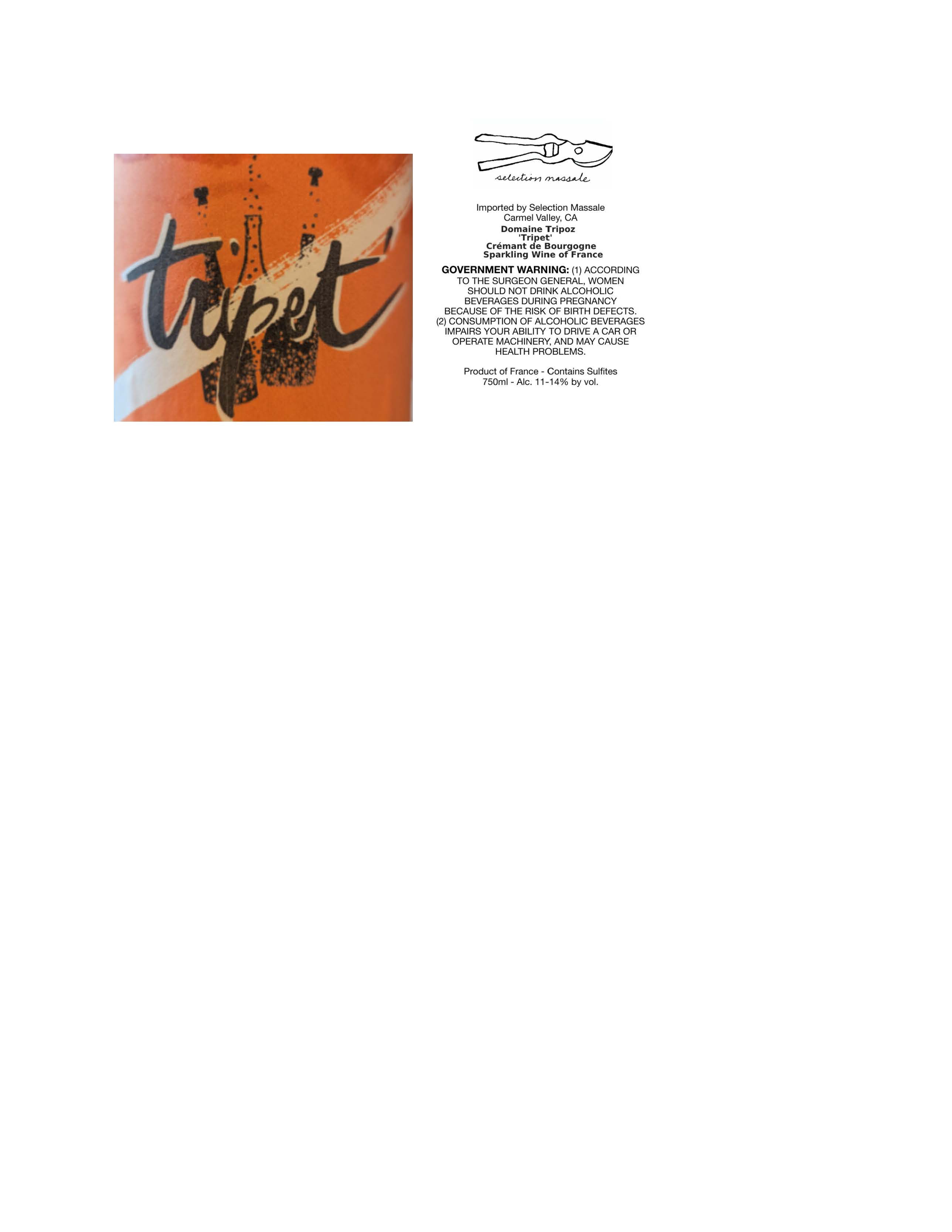 TABC label artwork for Domaine Tripoz 'Tripet' Cremant de Bourgogne