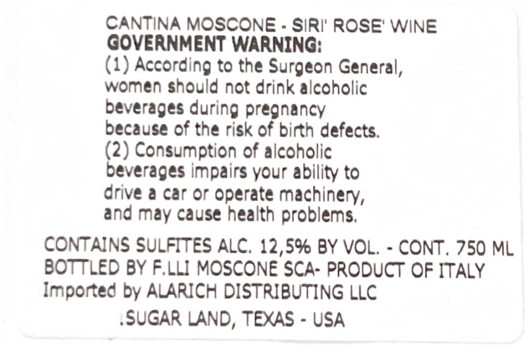 TABC label artwork for Moscone