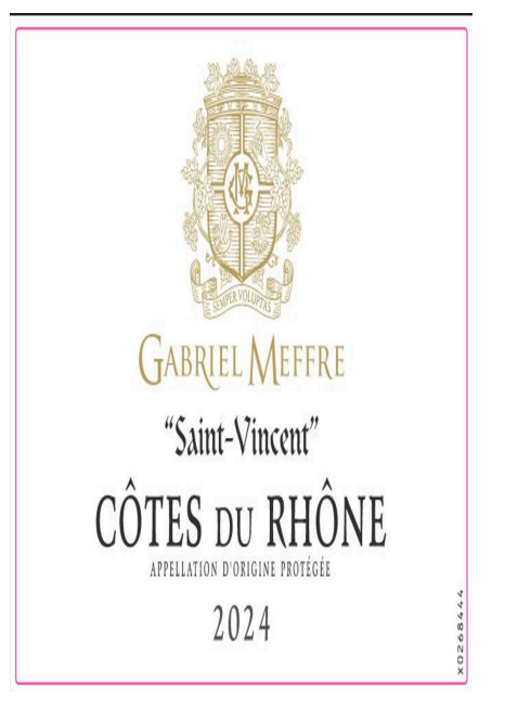 TABC label artwork for GABRIEL MEFFRE COTES DU RHONE SAINT VINCENT BLANC