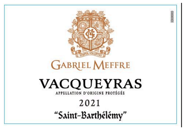 TABC label artwork for Gabriel Meffre Vacqueyras Saint Barthelemy