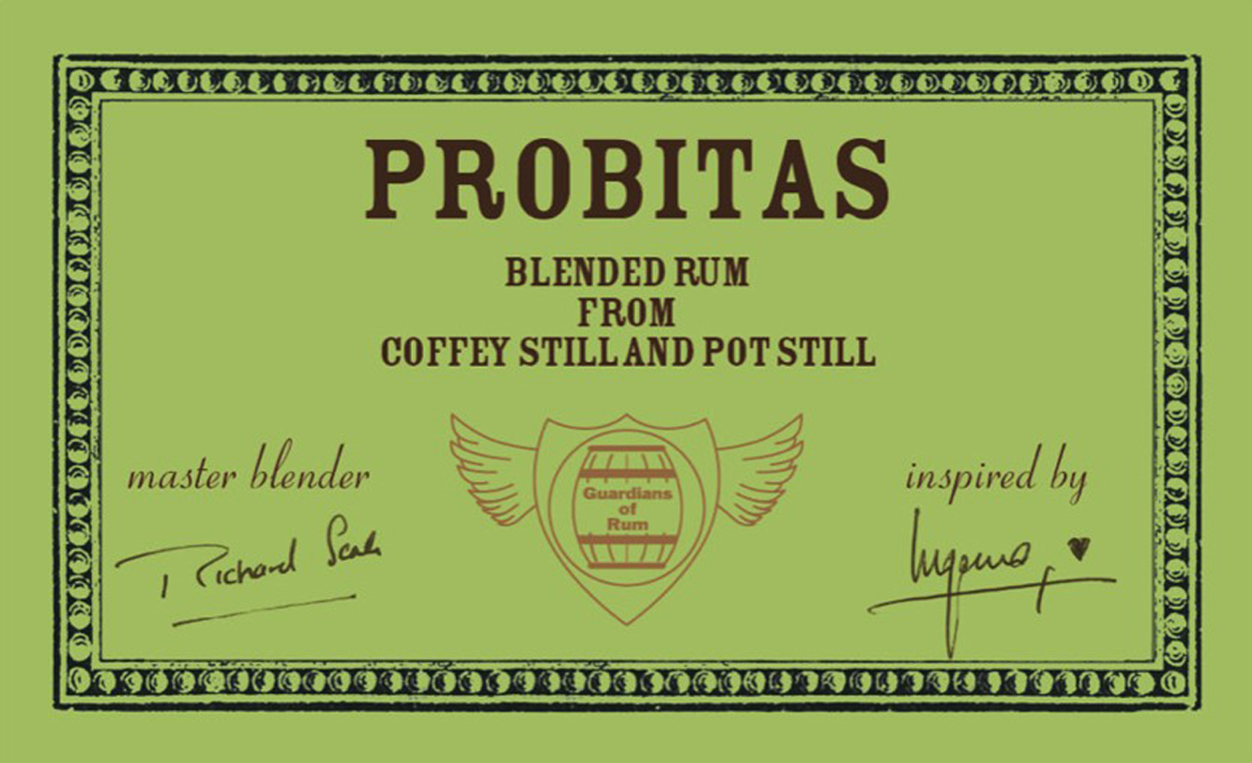 TABC label artwork for Probitas Dark Rum