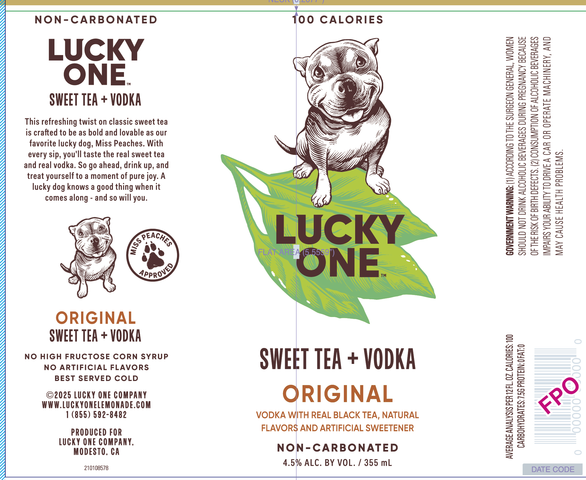 TABC label artwork for Lucky One Sweet Tea + Vodka Original