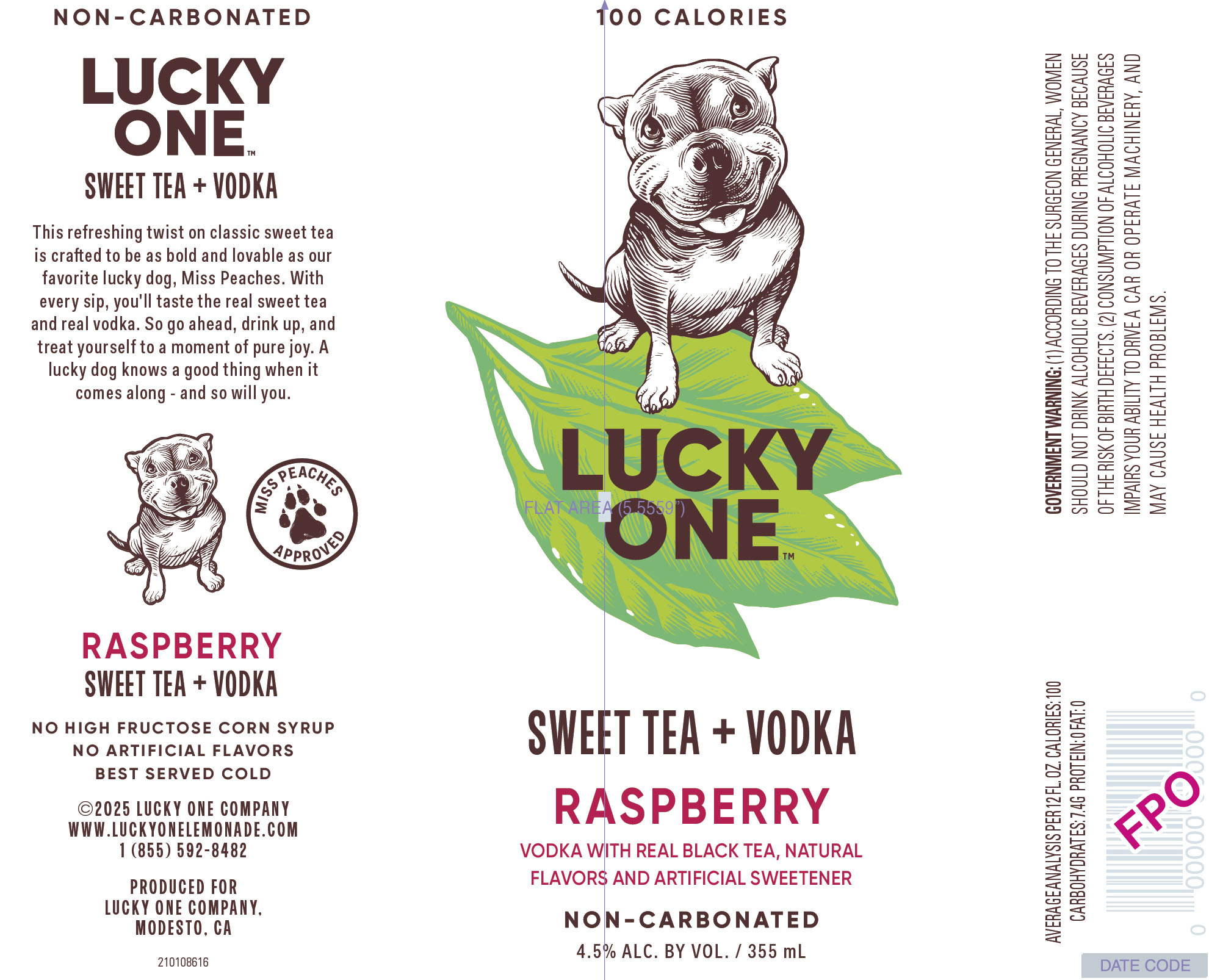 TABC label artwork for Lucky One Sweet Tea + Vodka Raspberry