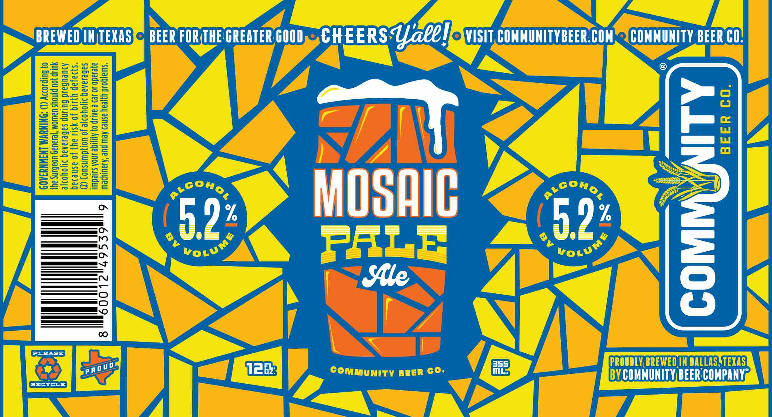 TABC label artwork for Mosaic Pale Ale