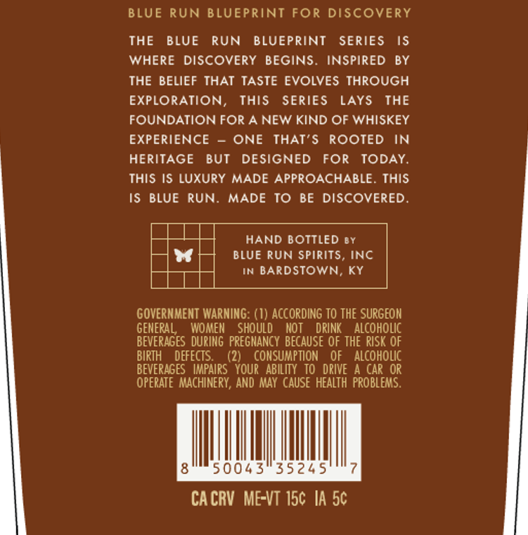 TABC label artwork for Blue Run Blueprint Series Kentucky Straight Bourbon Whiskey