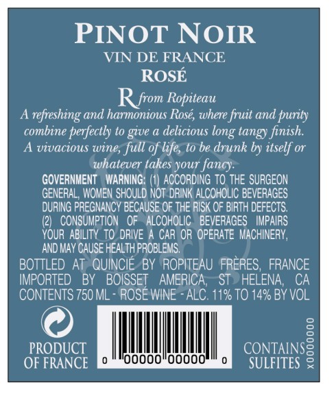TABC label artwork for Ropiteau Rose de Pinot Noir