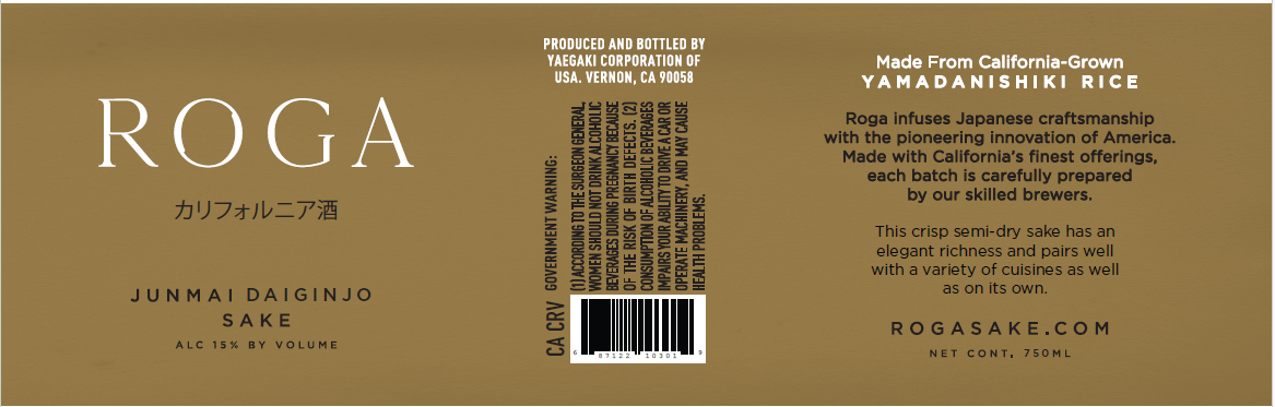 TABC label artwork for ROGA JUNMAI DAIGINJO