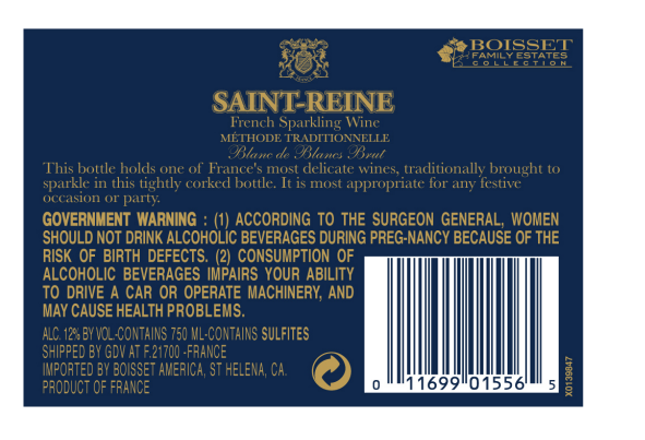 TABC label artwork for Saint Reine Blanc de Blanc Brut