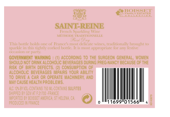 TABC label artwork for Saint Reine Rose