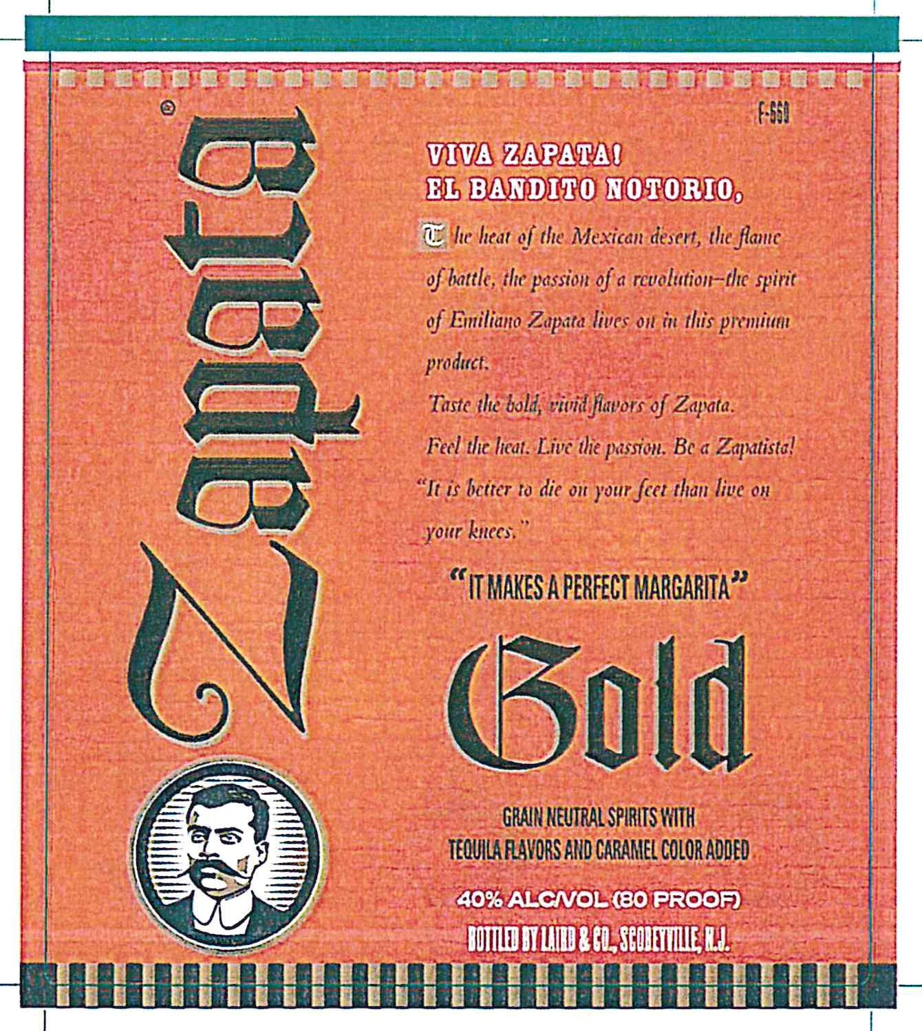 TABC label artwork for ZAPATA GOLD