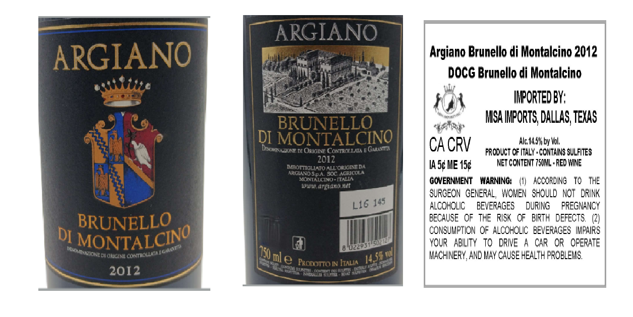 TABC label artwork for ARGIANO BRUNELLO DI MONTALCINO