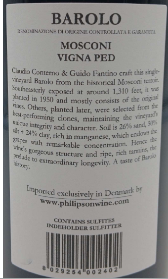 TABC label artwork for CONTERNO FANTINO MOSCONI VIGNA PED