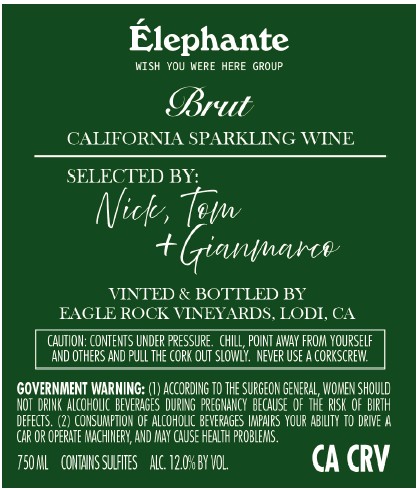 TABC label artwork for Elephante Sparkling Brut