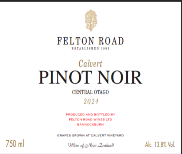 TABC label artwork for FELTON ROAD CALVERT PINOT NOIR