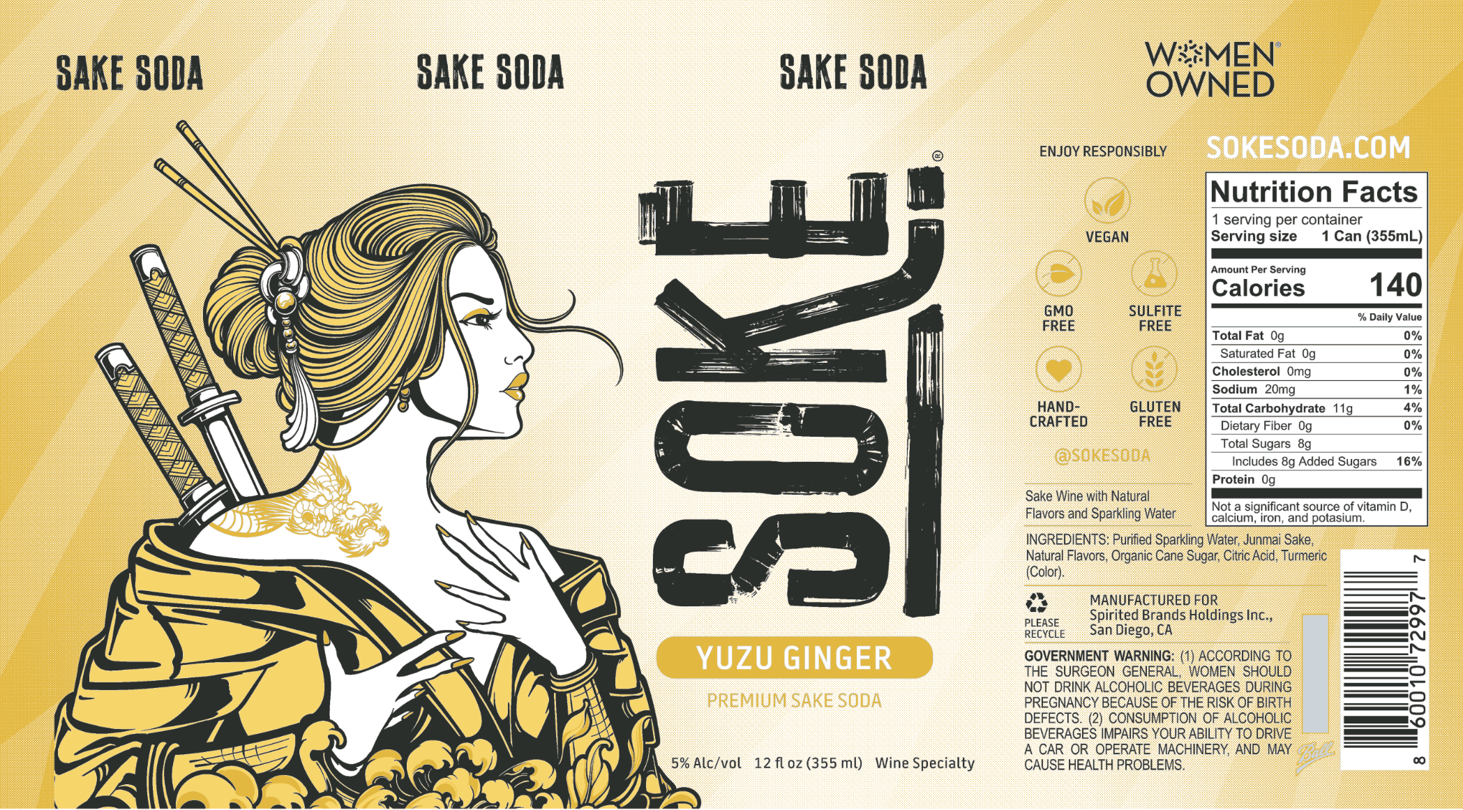 TABC label artwork for Soke Yuzu Ginger