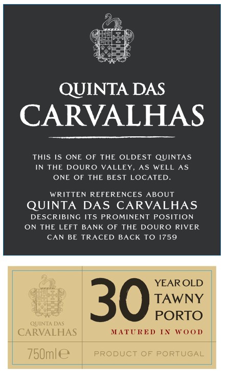 TABC label artwork for Quinta Das Carvalhas 30-Year-Old Tawny Porto