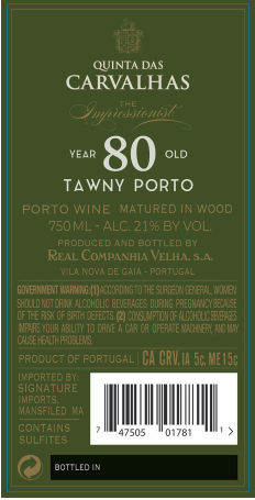 TABC label artwork for Quinta Das Carvalhas 80Yr Tawny