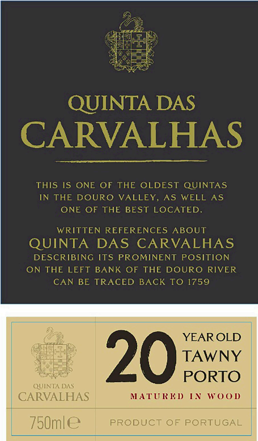 TABC label artwork for Quinta Das Carvalhas 20-Year-Old Tawny Porto